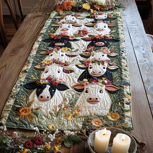 Spring Cows Quilted Table Runner NCU0NVH172