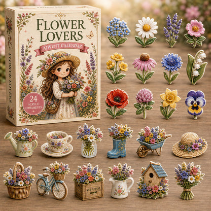 CHRISTMAS KICKOFF 40% OFF - Spring Flower Lovers Advent Calendar 2026 - 24-Day Festive Countdown, Acrylic Charms Blind Box - Gift For Gardening Lovers AC0TM038