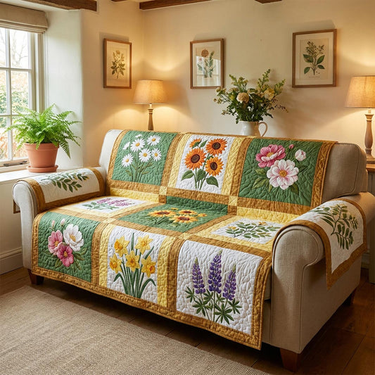 Spring Garden Quilted Sofa Cover NCU0DV1977