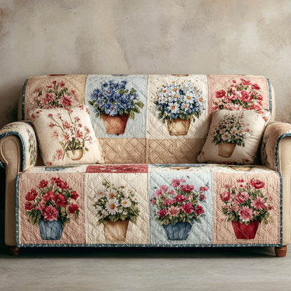 Spring Harmony Floral Quilted Sofa Cover NCU0LDH206