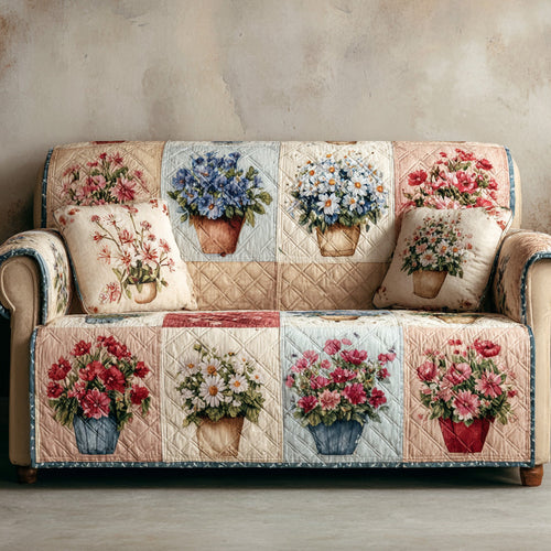 Spring Harmony Floral Quilted Sofa Cover NCU0LDH206