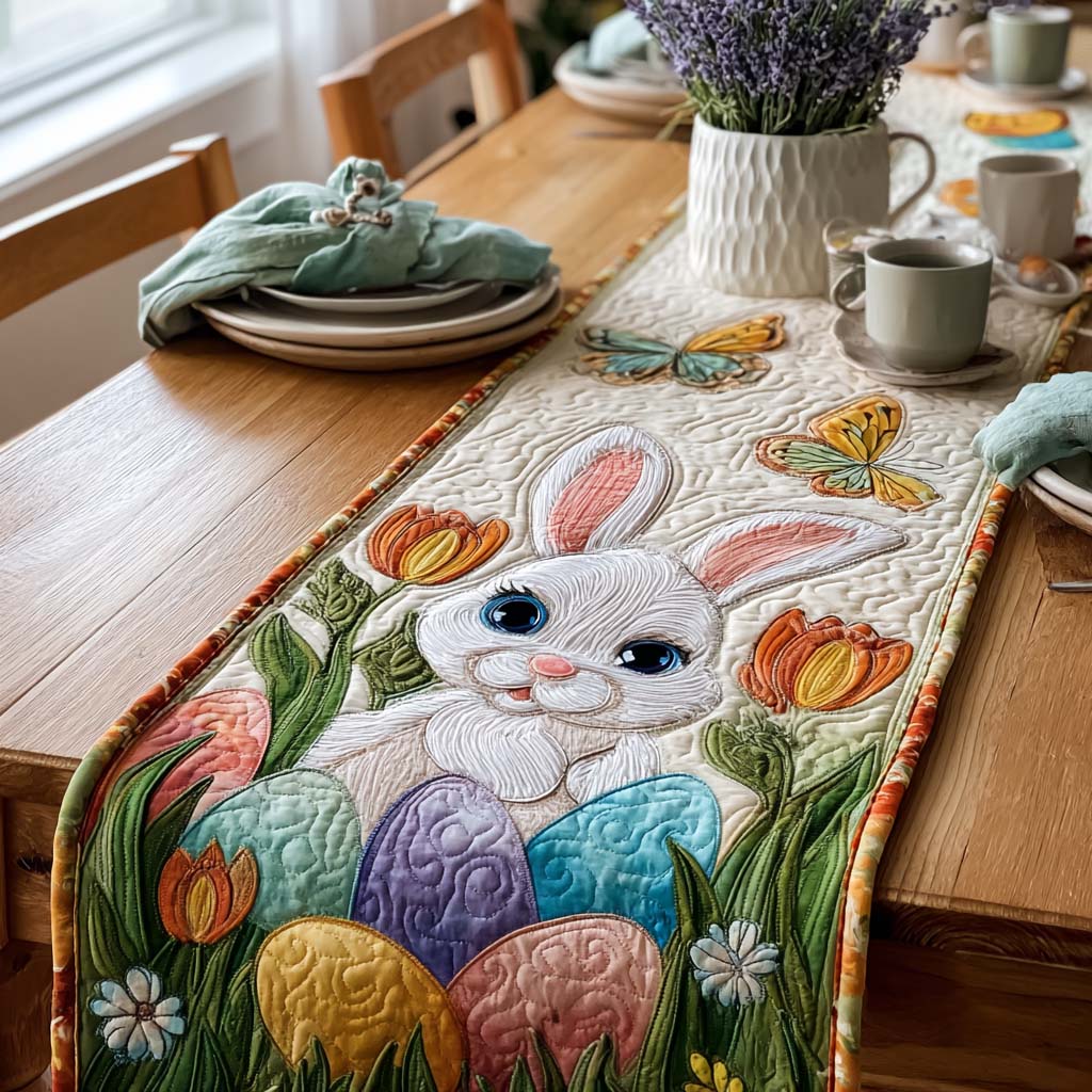 Spring Meadow Bunny Quilted Table Runner NCU0DQQ0428