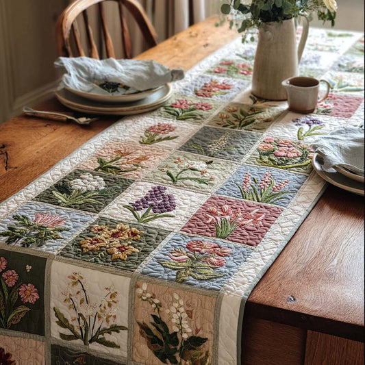 Spring Meadow Tiles Quilted Table Runner NCU0DQQ0574