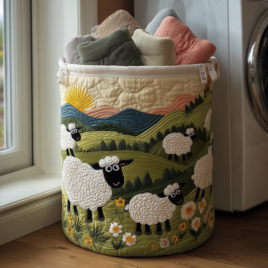 Spring Sheep Quilted Laundry Basket NCU0TH3030