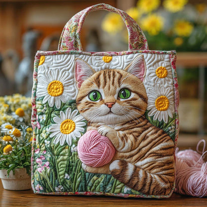 Spring Stitch Kitten Quilted Tote Bag NCU0NXD606