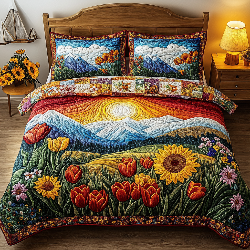 Spring Sunrise 3-Piece Quilted Bedding Set NCU0PVL124