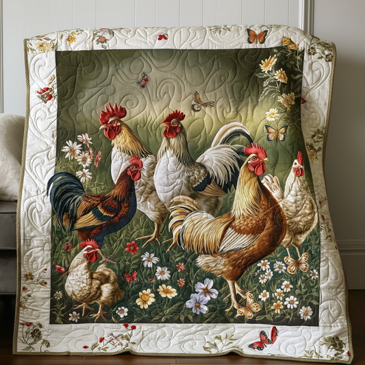 Springtime Bloom Chicken Quilted Blanket NCU0TL248