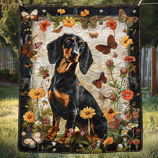 Springtime Dachshund Quilted Blanket NCU0TH089