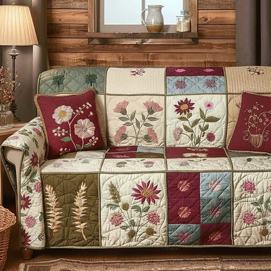 Springtime Squares Quilted Sofa Cover NCU0DQQ0464