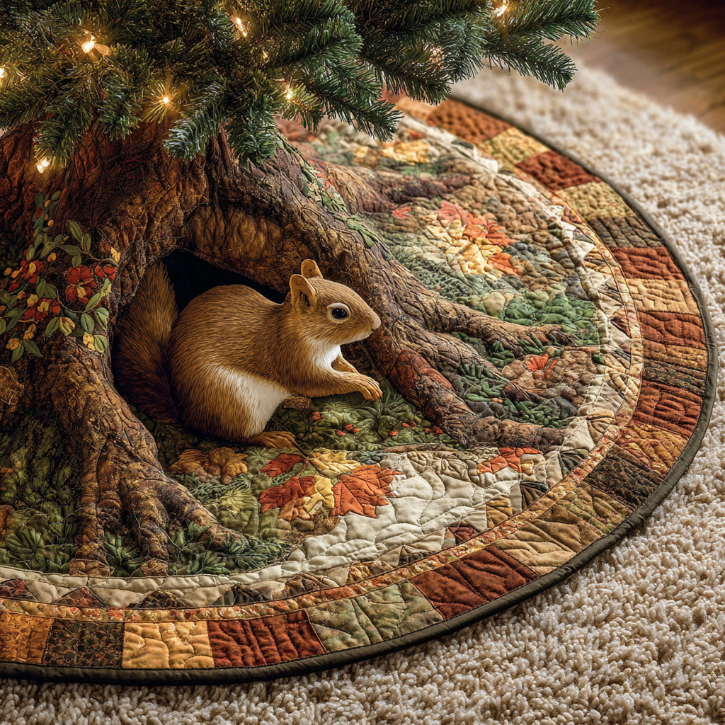 Squirrel Hollow Christmas Quilted Tree Skirt NCU0PVL769
