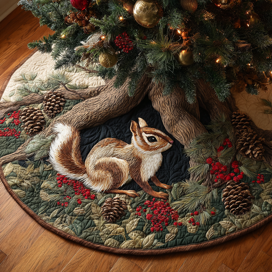 Squirrel Home Christmas Quilted Tree Skirt NCU0DDK1680