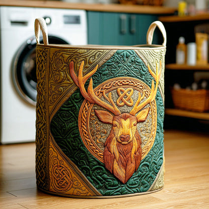 Stag Circle Quilted Laundry Basket NCU0NTD491