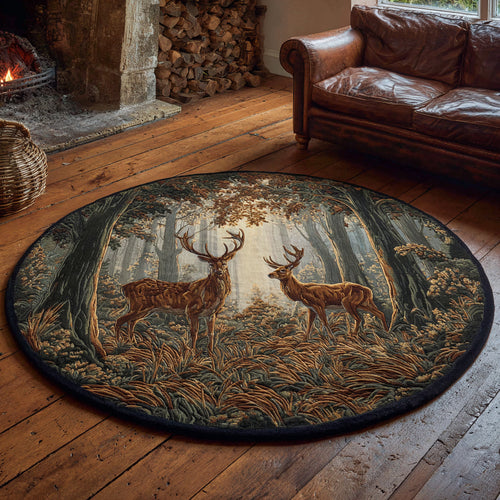Stag Elegant Scroll Round Carpet NCU0HH831