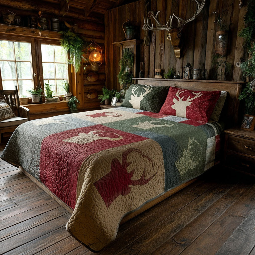 Stag Haven 3-Piece Quilted Bedding Set NCU0PTT2426