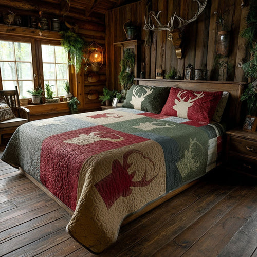 Stag Haven 3-Piece Quilted Bedding Set NCU0PTT2426