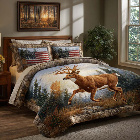 Stag Territory 3-Piece Quilted Bedding Set NCU0NNT2645