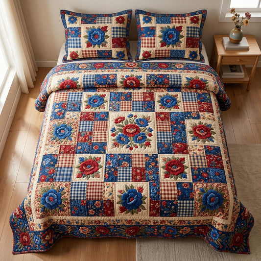 Star Blossom 3-Piece Quilted Bedding Set NCU0NTD1829