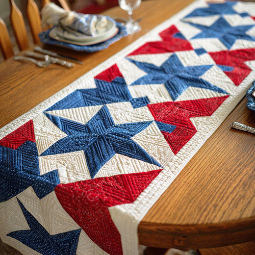 Star Blossom Quilted Table Runner NCU0NTD1742