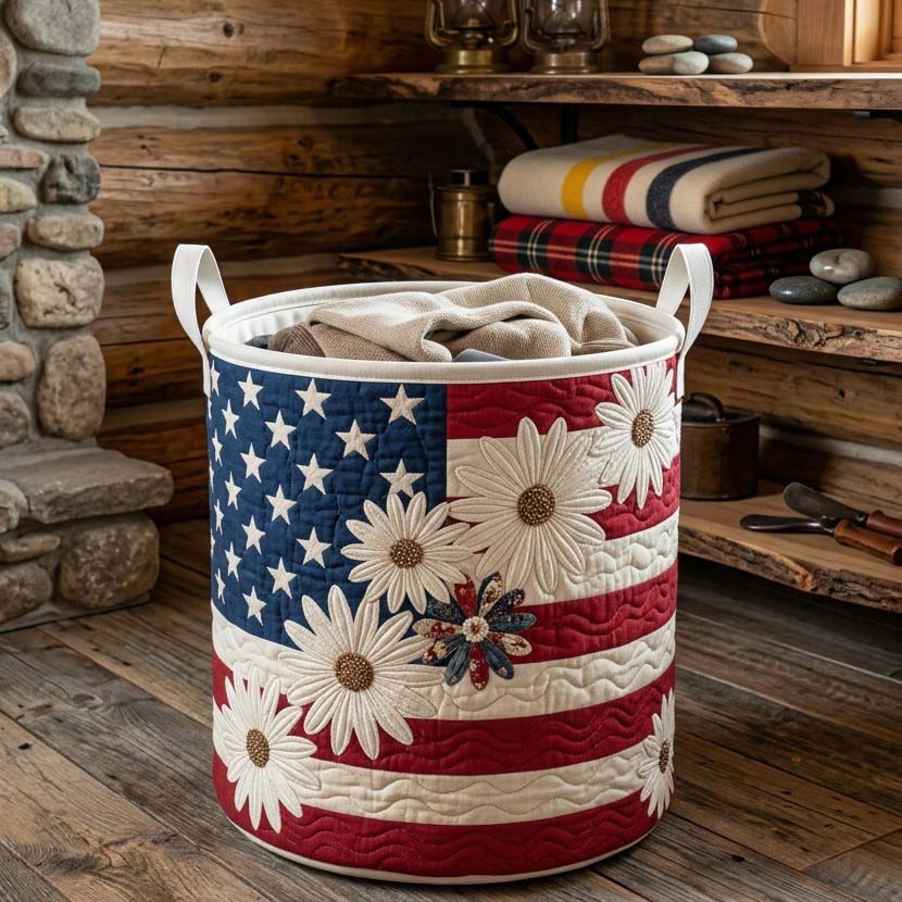 Star Flower Meadow Quilted Laundry Basket NCU0DQQ0793