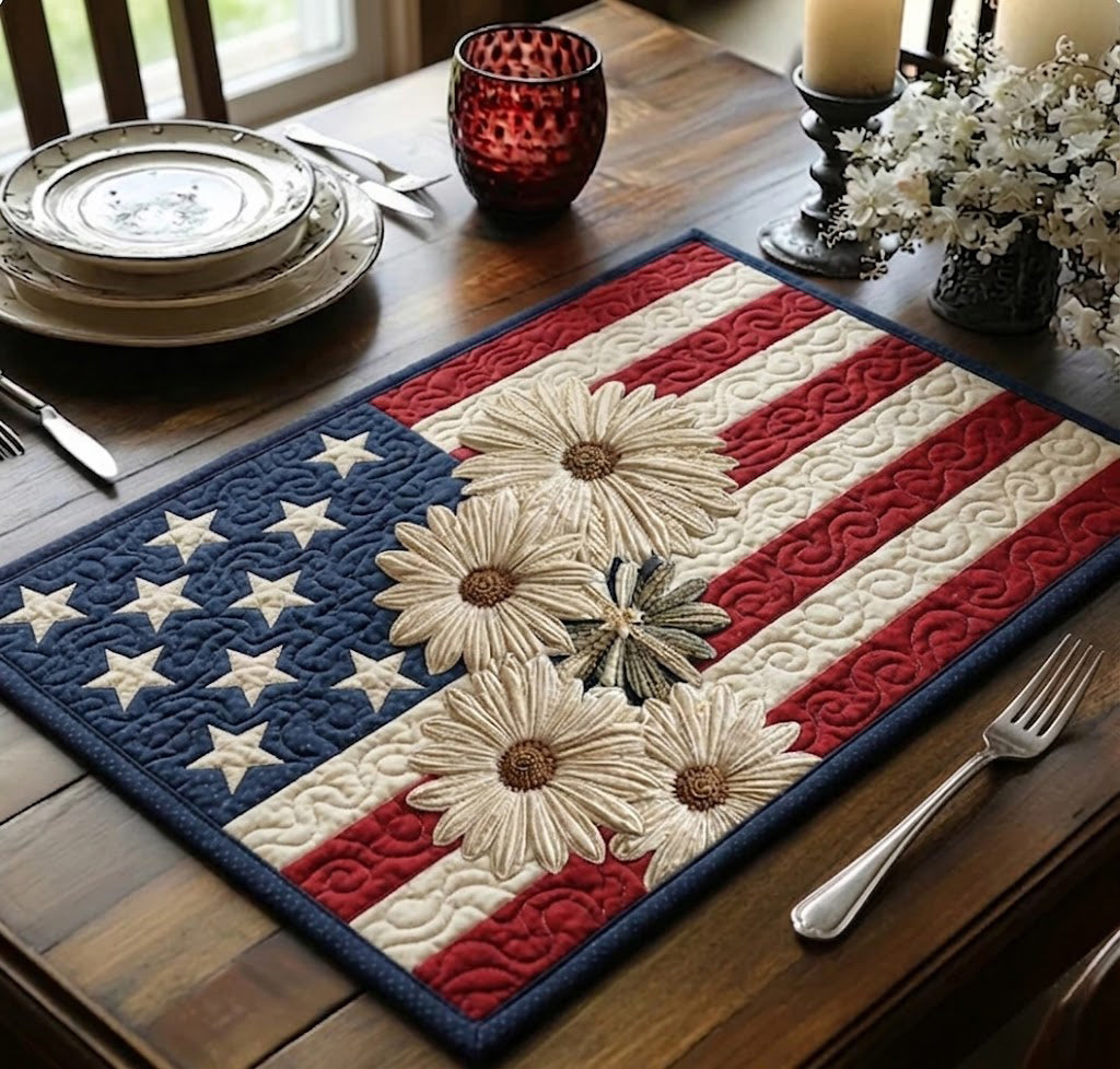 Star Flower Meadow Quilted Placemat NCU0DQQ0513