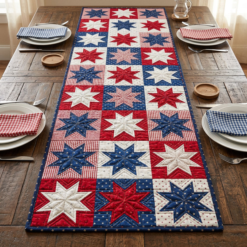 Star Garden Quilted Table Runner NCU0NTD1743