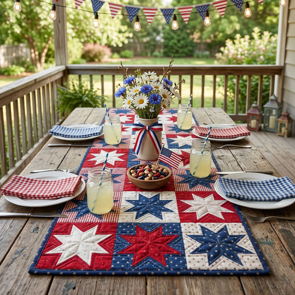 Star Garden Quilted Table Runner NCU0NTD1743