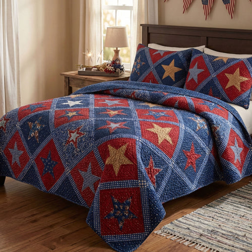 Star Patriot 3-Piece Quilted Bedding Set NCU0NTD1768