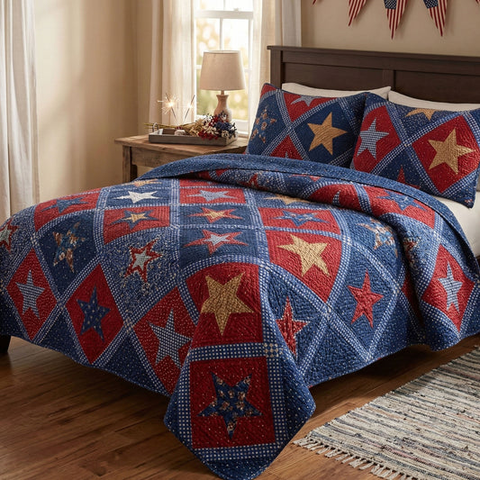 Star Patriot 3-Piece Quilted Bedding Set NCU0NTD1768
