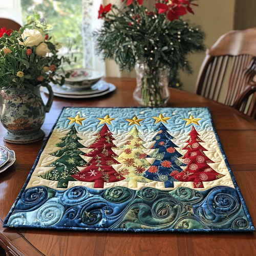 Star Trees Quilted Table Topper NCU0DDK1110