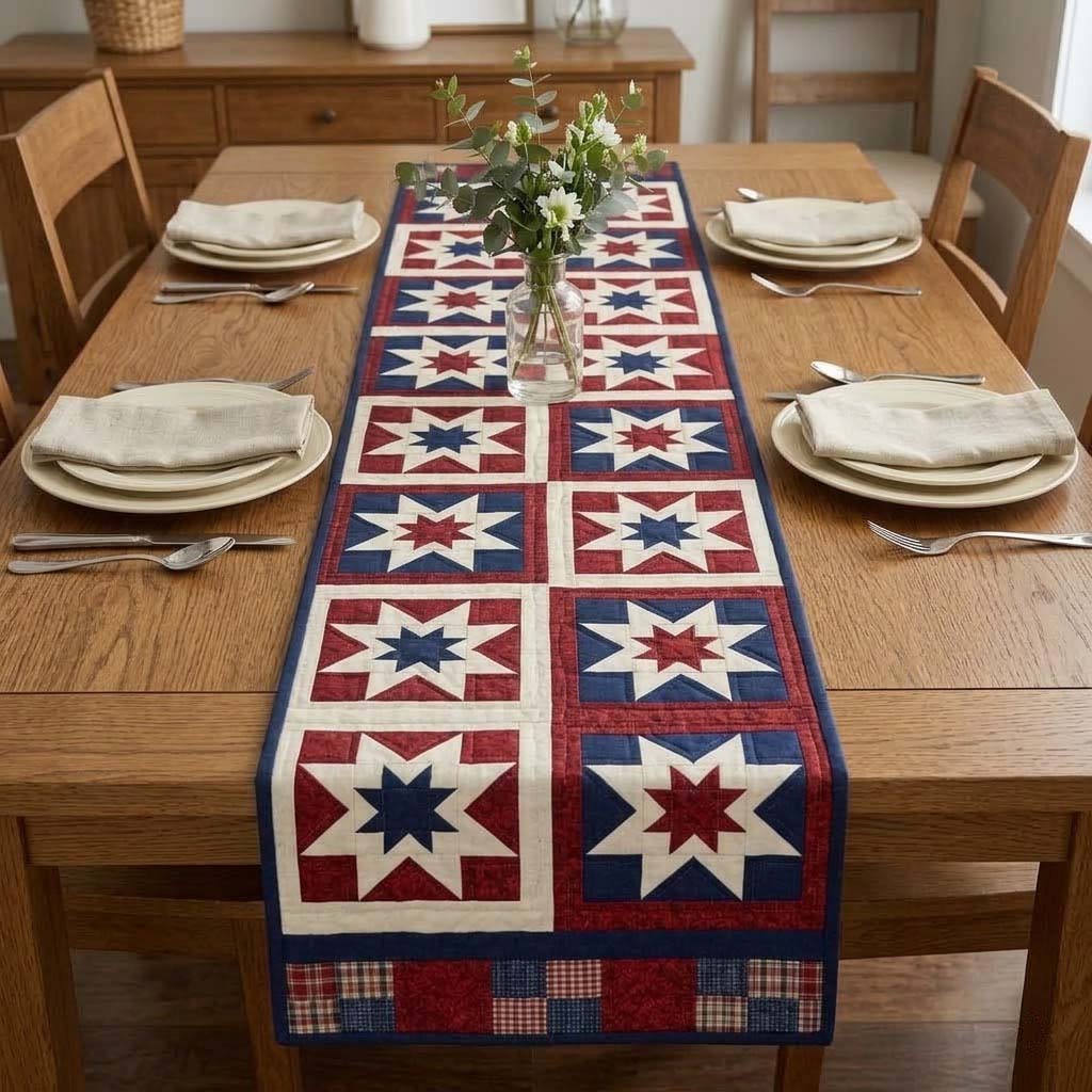 Starfield Blocks Quilted Table Runner NCU0DQQ0648