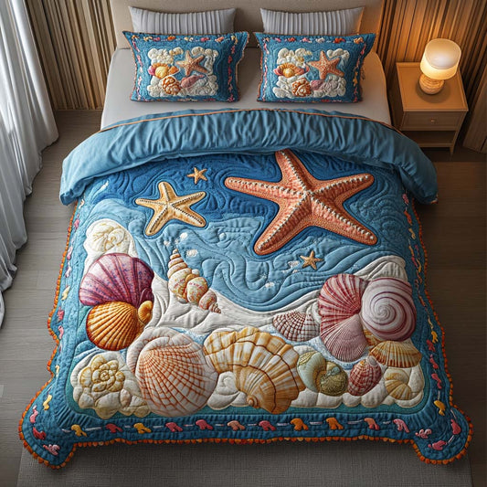 Starfish Shores 3-Piece Quilted Bedding Set NCU0NNT075