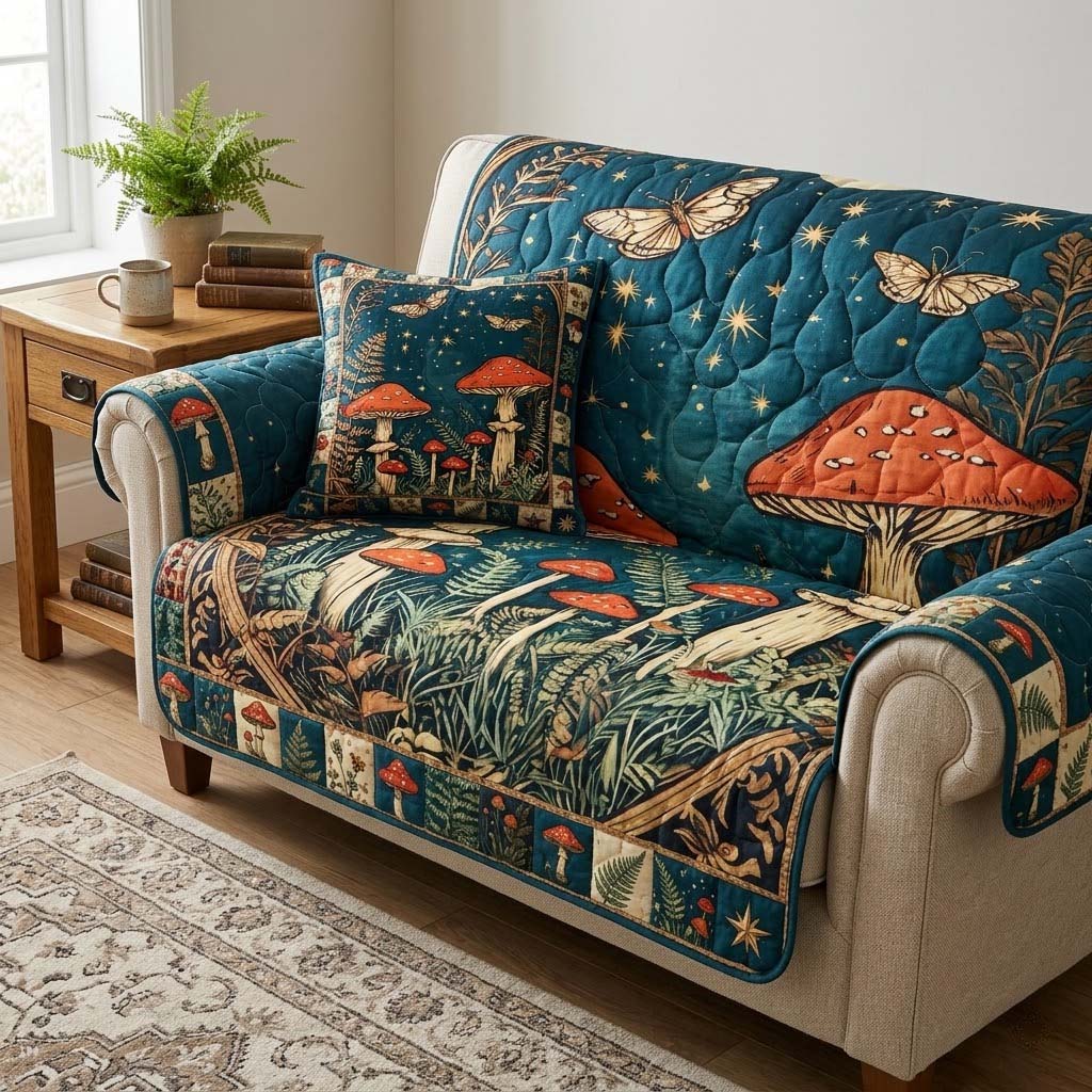 Starlight Toadstool Quilted Sofa Cover NCU0DQQ0698
