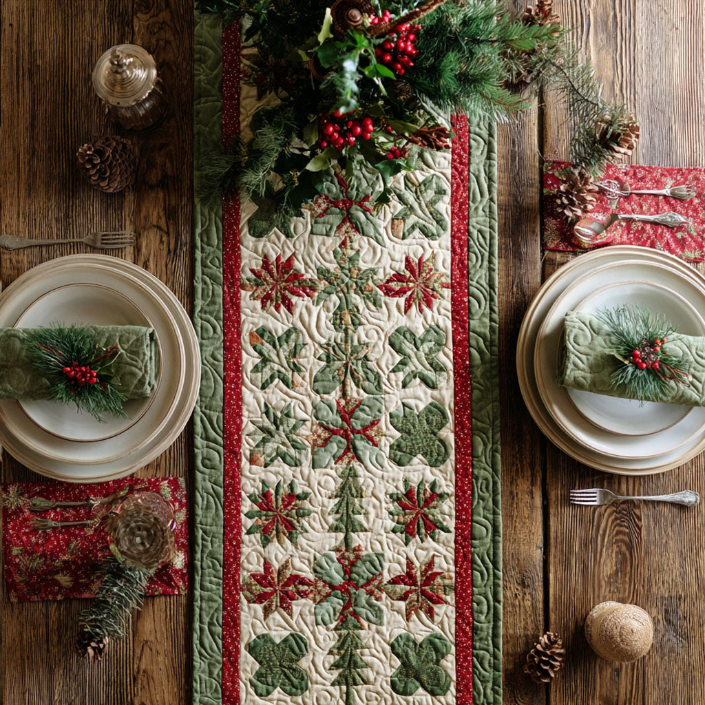 Starlit Evergreen Quilted Table Runner NCU0PTT1369