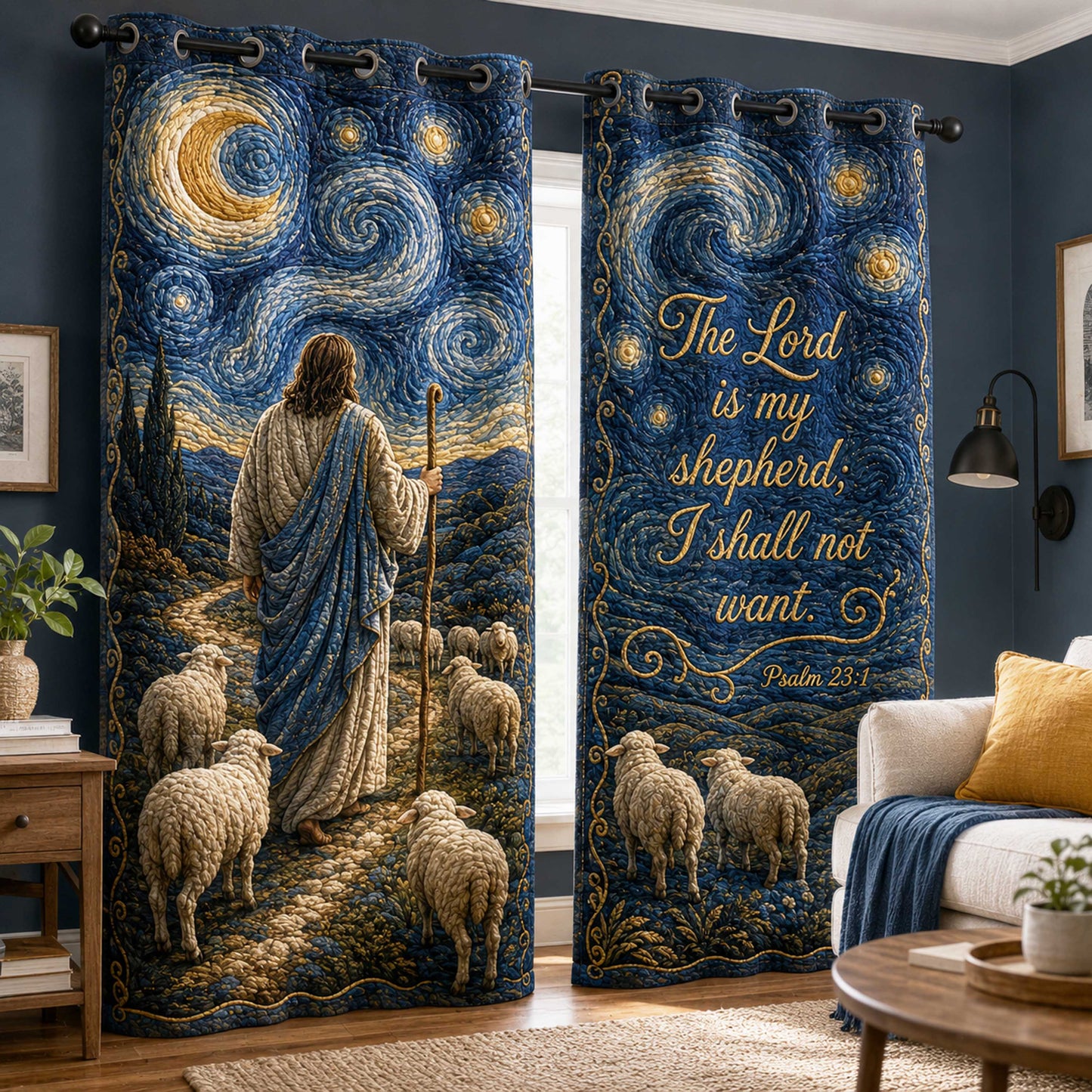 Starlit Guide Quilted Curtains NCU0NTD2115