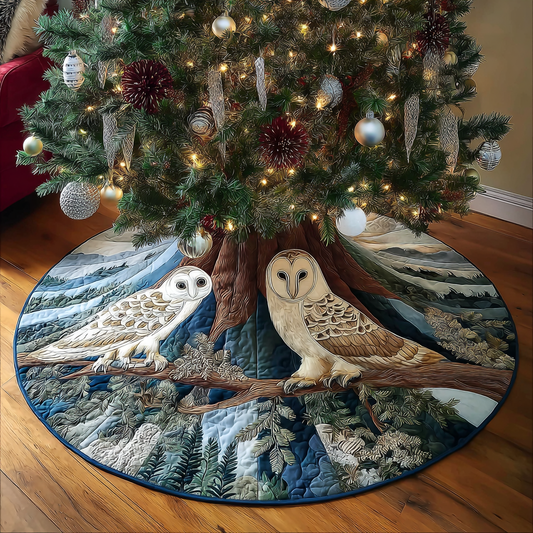 Starlit Owl Christmas Quilted Tree Skirt NCU0DDK1854
