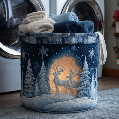 Starlit Reindeer Quilted Laundry Basket NCU0TH3291