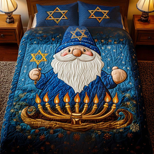 Starry Night Gnome 3-Piece Quilted Bedding Set NCU0NT005