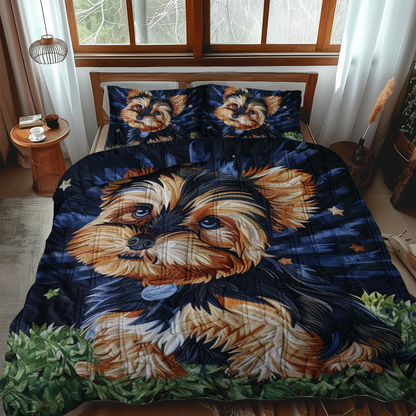 Starry Yorkie 3-Piece Quilted Bedding Set NCU0NT022