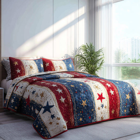Starry Banner Glory 3-Piece Quilted Bedding Set NCU0PVL848
