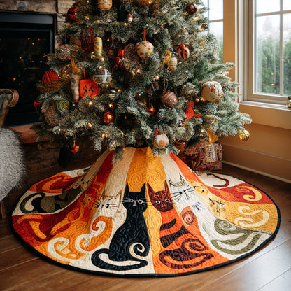 Starry Catmas Christmas Quilted Tree Skirt NCU0DV1333
