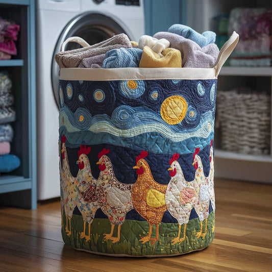 Starry Chicken Quilted Laundry Basket NCU0HNH827