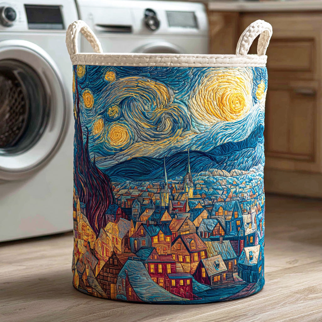 Starry Christmas Dreamscape Quilted Laundry Basket NCU0NTD1113