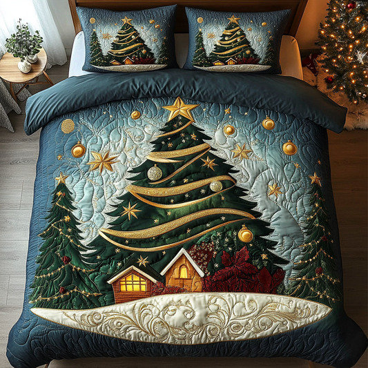 Starry Christmas Spruce 3-Piece Quilted Bedding Set NCU0DDK063
