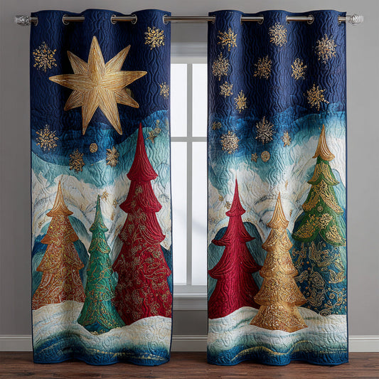 Starry Christmas Tree Quilted Curtains NCU0HNH583