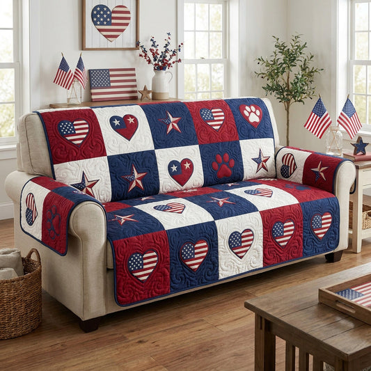 Starry Hearts Quilted Sofa Cover NCU0NTV1092
