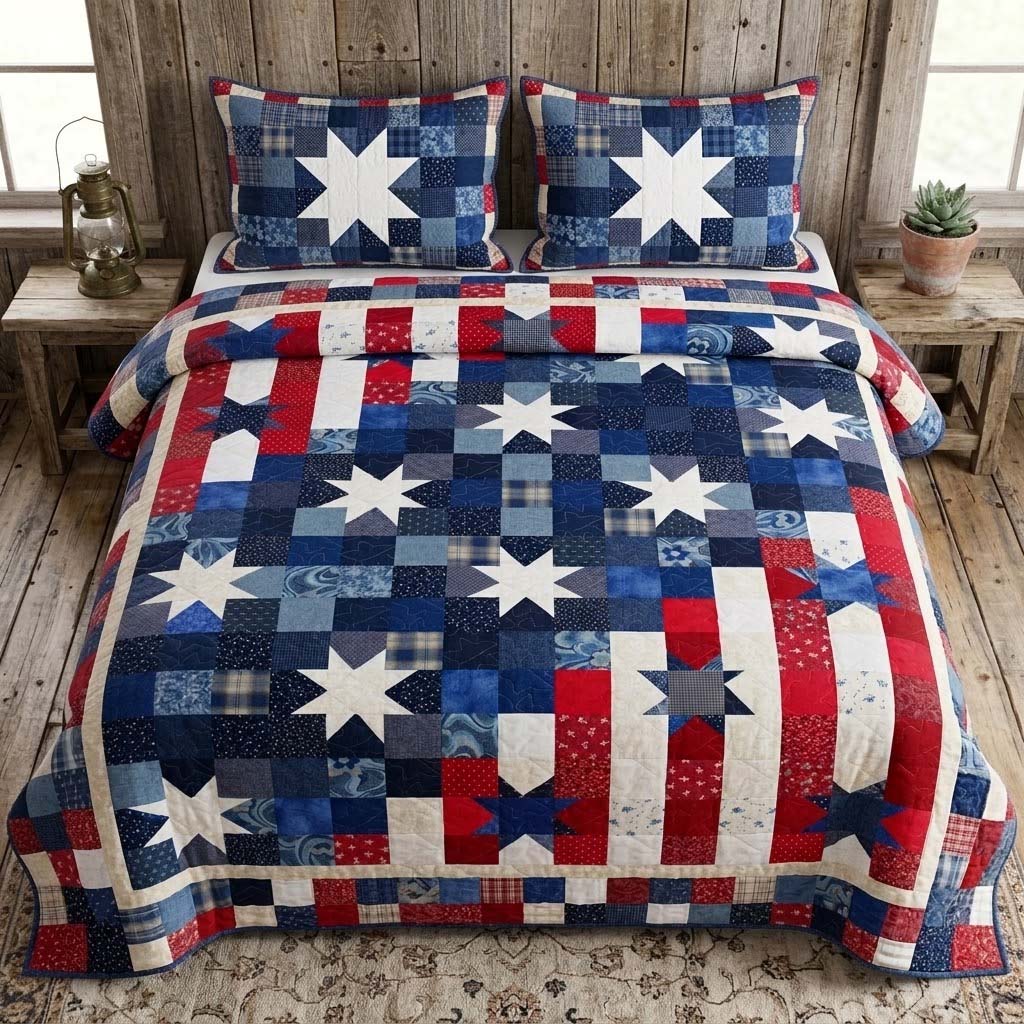 Americana 3-Piece Quilted Bedding Set NCU0QN088