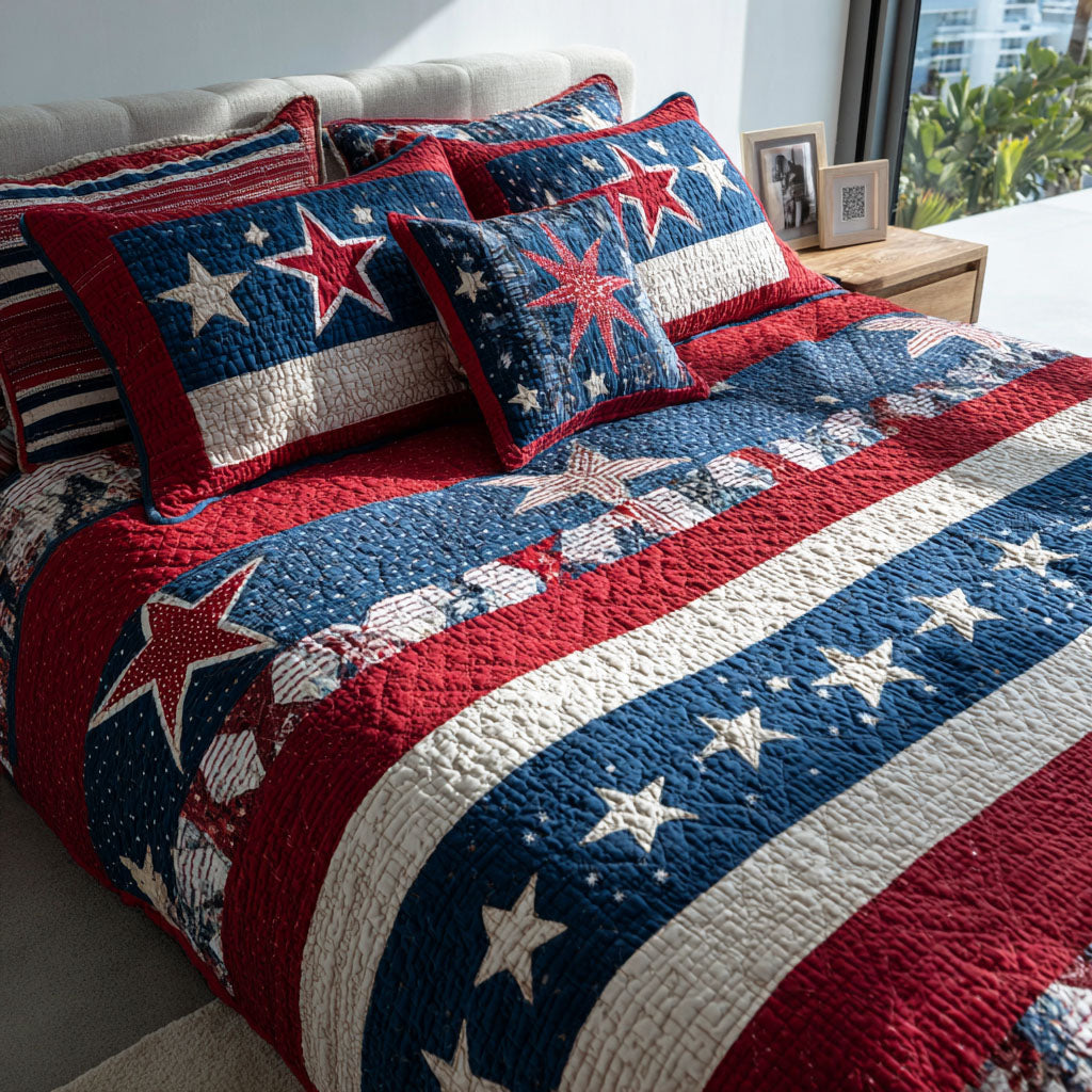 Starry Nation 3-Piece Quilted Bedding Set NCU0NTD1651