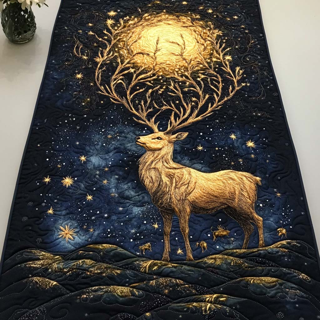 Starry Night Stag Quilted Table Runner NCU0NNT2288 – Quiltnest