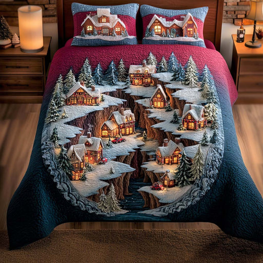 Starry Noel Village 3-Piece Quilted Bedding Set NCU0NNL124