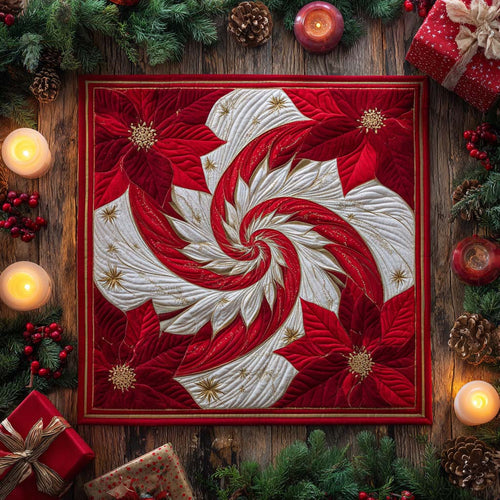 Starry Poinsettia Dance Quilted Table Topper NCU0NXD234